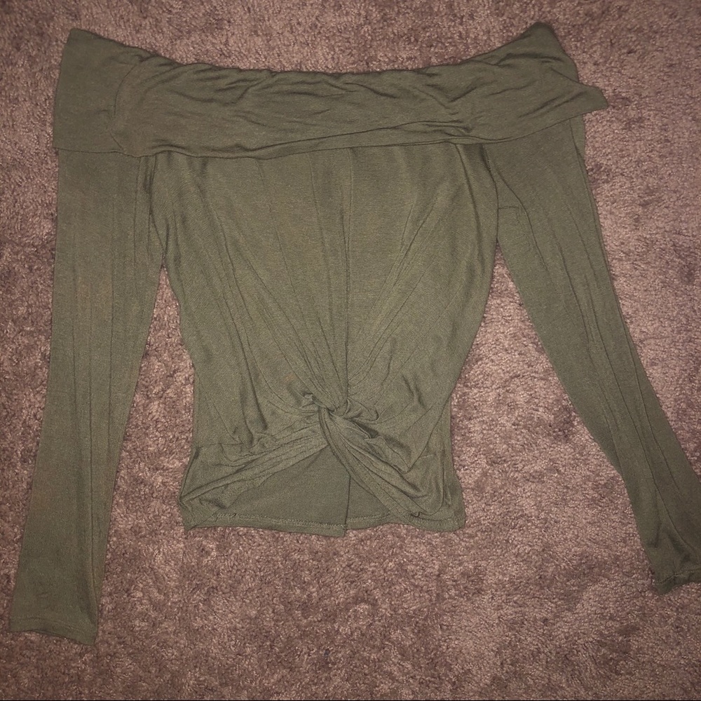 Off Shoulder Olive Top